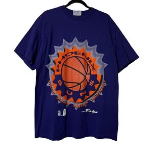Vintage 90s Phoenix Suns T-Shirt Men's L Purple NBA Basketball The Game USA b693